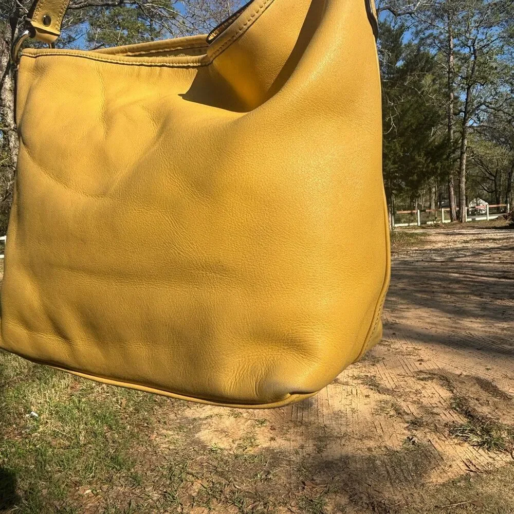 Vtg Coach Yellow Leather Hobo Shoulder Bag F13094 Y2K Slouchy